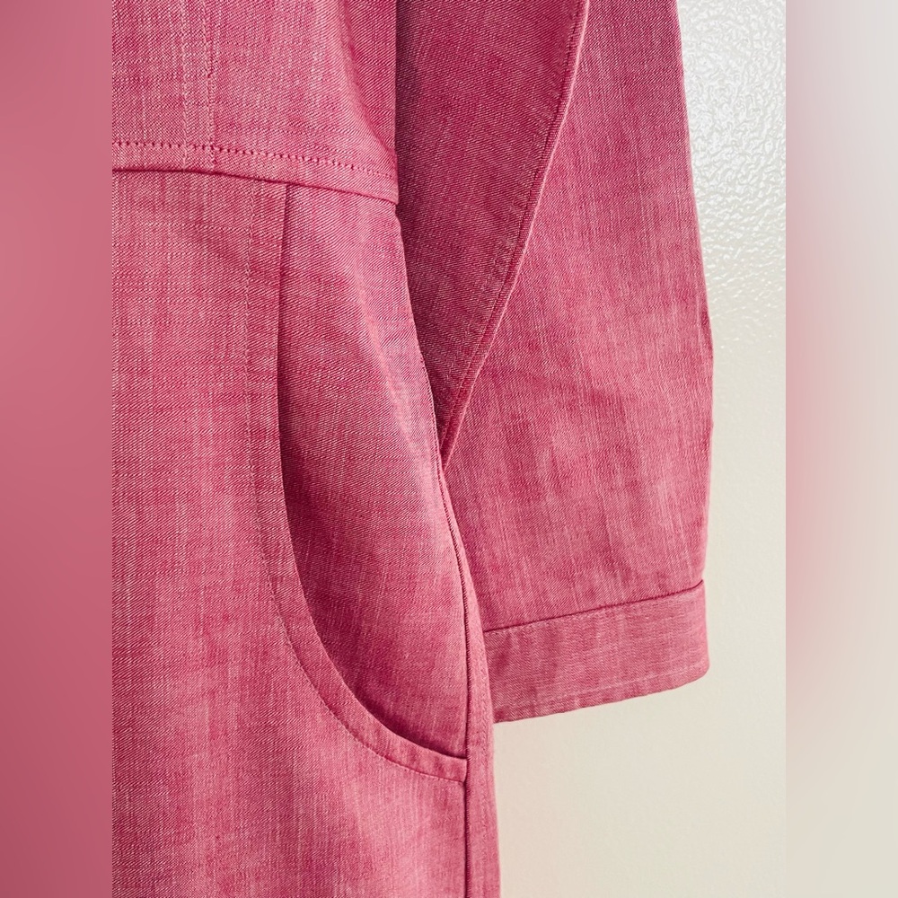 TYLHO For Anthropologie Pink Shirt Dress Long Sleeve Utility Midi w/ Pockets: M - Picture 7 of 12